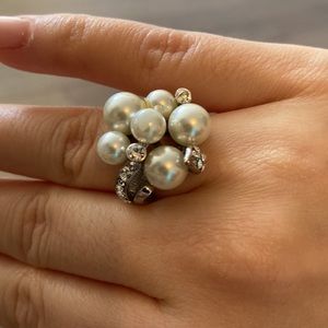 Pear and diamond effect ring